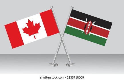 Crossed flags of Canada and Kenya. Official colors. Correct proportion. Banner design