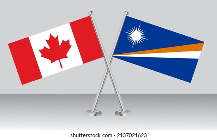Crossed flags of Canada and Marshall Islands. Official colors. Correct proportion. Banner design