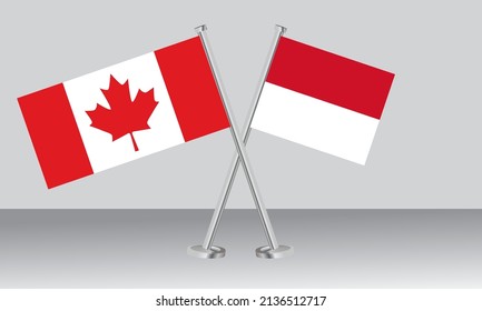 Gekreuzte Flaggen von Kanada und Monaco. Offizielle Farben. Richtiger Anteil. Banner-Design