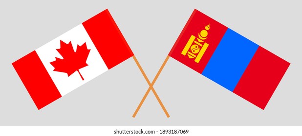 Crossed flags of Canada and Mongolia