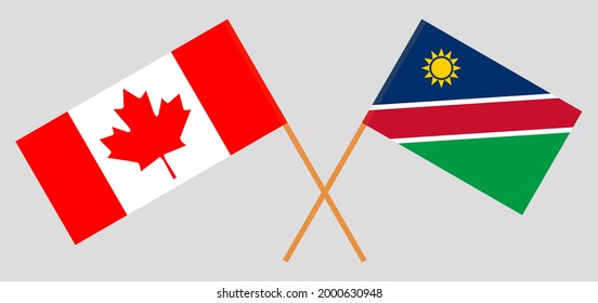 Crossed flags of Canada and Namibia. Official colors. Correct proportion