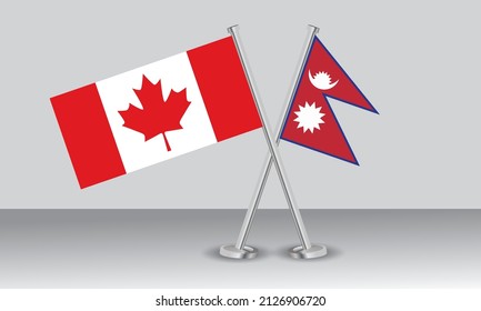 Crossed flags of Canada and Nepal. Official colors. Correct proportion. Banner design