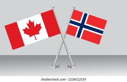 Crossed flags of Canada and Norway. Official colors. Correct proportion. Banner design