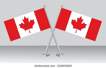 Crossed flags of Canada. Official colors. Correct proportion. Banner design