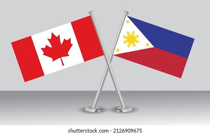 Crossed flags of Canada and Philippines. Official colors. Correct proportion. Banner design