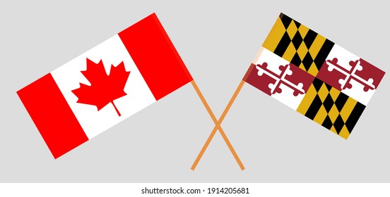 Crossed flags of Canada and the State of Maryland