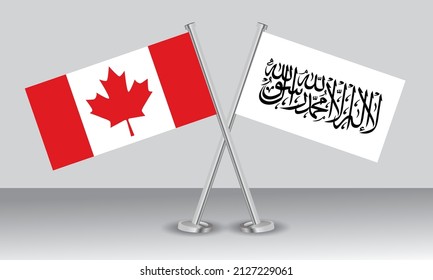 Crossed flags of Canada and Taliban. Official colors. Correct proportion. Banner design