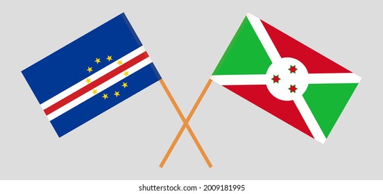 Crossed flags of Cape Verde and Burundi. Official colors. Correct proportion