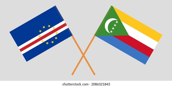 Crossed flags of Cape Verde and the Comoros. Official colors. Correct proportion. Vector illustration
