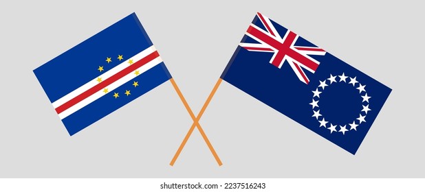 Crossed flags of Cape Verde and Cook Islands. Official colors. Correct proportion. Vector illustration
