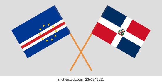 Crossed flags of Cape Verde and Dominican Republic. Official colors. Correct proportion. Vector illustration
