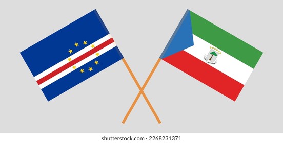 Crossed flags of Cape Verde and Equatorial Guinea. Official colors. Correct proportion