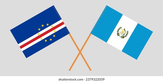 Crossed flags of Cape Verde and Guatemala. Official colors. Correct proportion. Vector illustration
