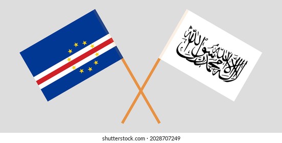 Crossed flags of Cape Verde and Islamic Emirate of Afghanistan. Official colors. Correct proportion