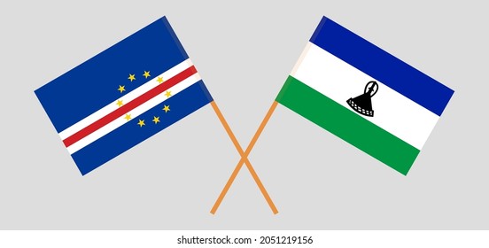 Crossed flags of Cape Verde and Kingdom of Lesotho. Official colors. Correct proportion