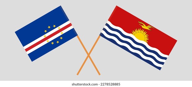 Crossed flags of Cape Verde and Kiribati. Official colors. Correct proportion. Vector illustration