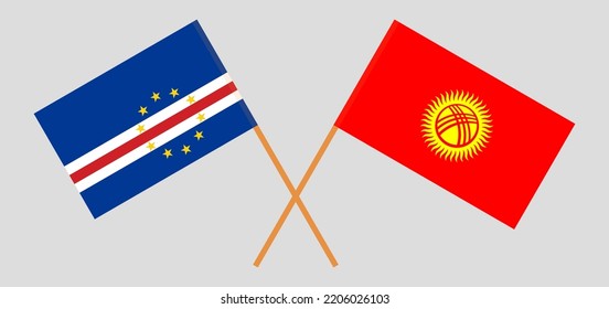 Crossed flags of Cape Verde and Kyrgyzstan. Official colors. Correct proportion. Vector illustration
