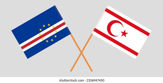 Crossed flags of Cape Verde and Northern Cyprus. Official colors. Correct proportion