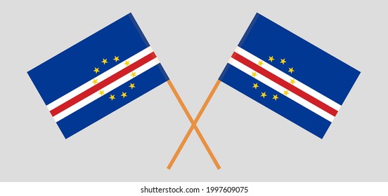 Crossed flags of Cape Verde. Official colors. Correct proportion