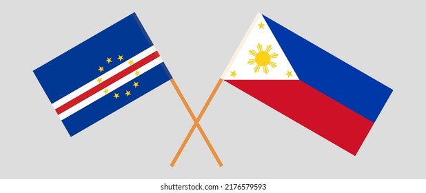 Crossed flags of Cape Verde and the Philippines. Official colors. Correct proportion. Vector illustration
