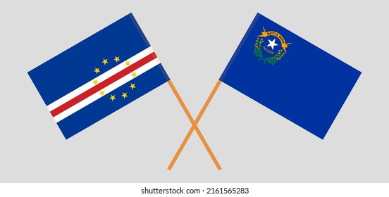 Crossed flags of Cape Verde and The State of Nevada. Official colors. Correct proportion