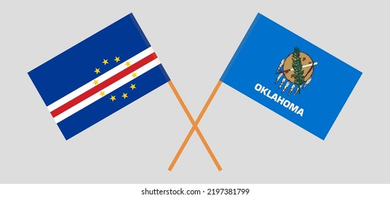 Crossed flags of Cape Verde and The State of Oklahoma. Official colors. Correct proportion. Vector illustration
