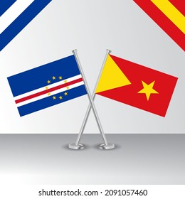 Crossed flags of Cape Verde and Tigray. Official colors.. Correct proportion. Banner design