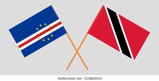 Crossed flags of Cape Verde and Trinidad and Tobago. Official colors. Correct proportion. Vector illustration
