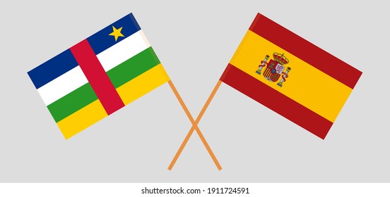 Crossed flags of Central African Republic and Spain