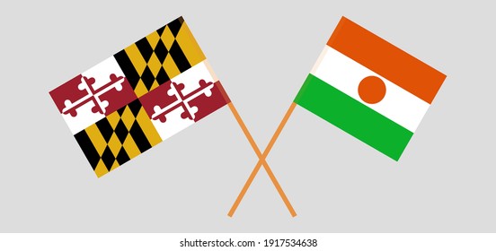 Crossed flags of Central African Republic and Niger
