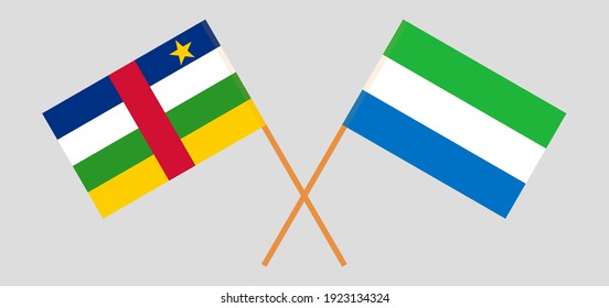 Crossed flags of Central African Republic and Sierra Leone. Official colors. Correct proportion