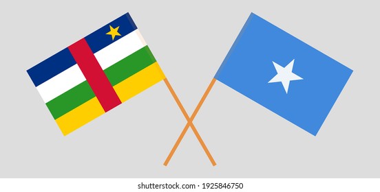 Crossed flags of Central African Republic and Somalia. Official colors. Correct proportion