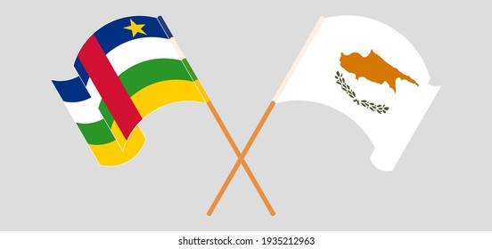 Crossed flags of Central African Republic and Cyprus. Official colors. Correct proportion