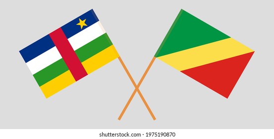 Crossed flags of Central African Republic and Republic of the Congo