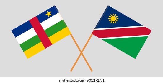 Crossed flags of Central African Republic and Namibia. Official colors. Correct proportion