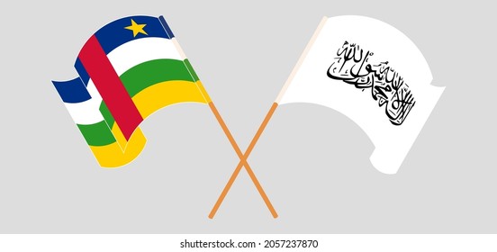 Crossed flags of Central African Republic and Taliban. Official colors. Correct proportion