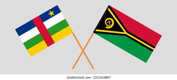 Banderas cruzadas de la República Centroafricana y Vanuatu. Colores oficiales. Proporción correcta