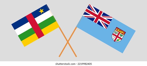 Crossed flags of Central African Republic and Fiji. Official colors. Correct proportion. Vector illustration
