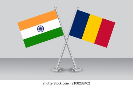 Crossed flags of Chad and India. Official colors. Correct proportion. Banner design