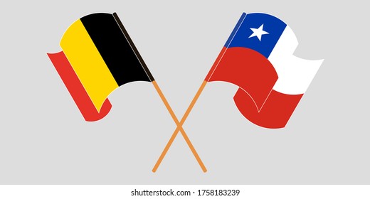 Gekreuzte Flaggen von Chile und Belgien