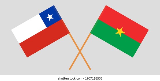 Gekreuzte Flaggen von Chile und Burkina Faso