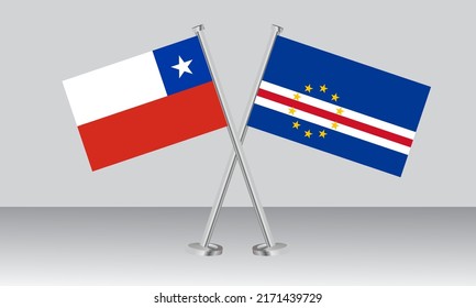 Crossed flags of Chile and CAPE VERDE. Official colors. Correct proportion. Banner design