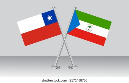 Crossed flags of Chile and Equatorial Guinea. Official colors. Correct proportion. Banner design