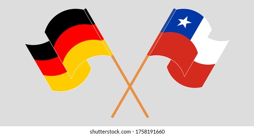 Gekreuzte Flaggen von Chile und Deutschland