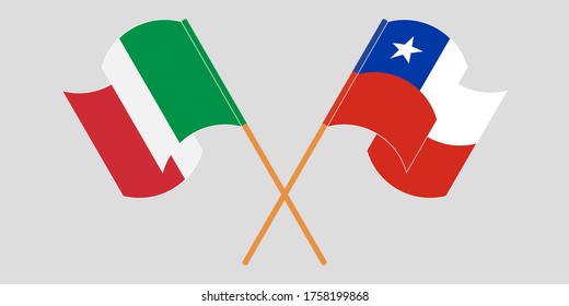 Crossed flags of Chile and Italy