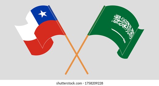 Crossed flags of Chile and the Kingdom of Saudi Arabia