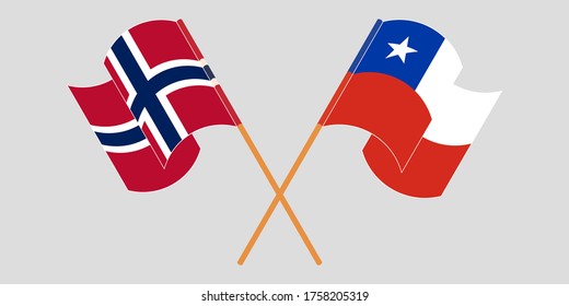 Crossed flags of Chile and Norway