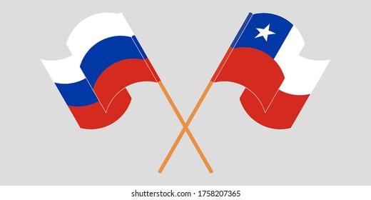 Banderas cruzadas de Chile y Rusia