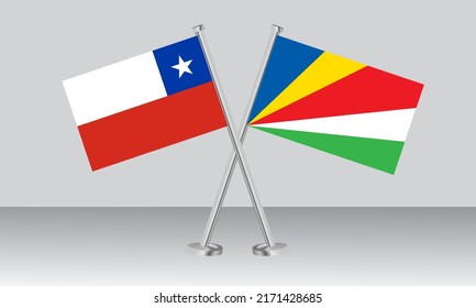 Crossed flags of Chile and Seychelles. Official colors. Correct proportion. Banner design