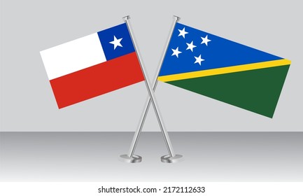 Crossed flags of Chile and Solomon Islands. Official colors. Correct proportion. Banner design